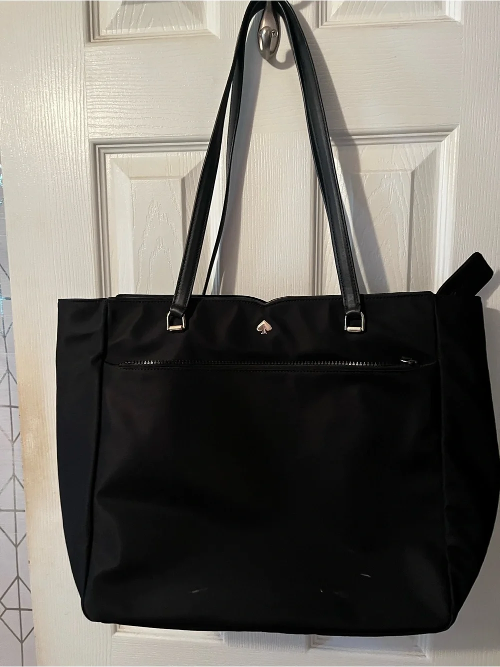 kate spade Black Nylon Tote with Top Handles and Front Zip Pocket